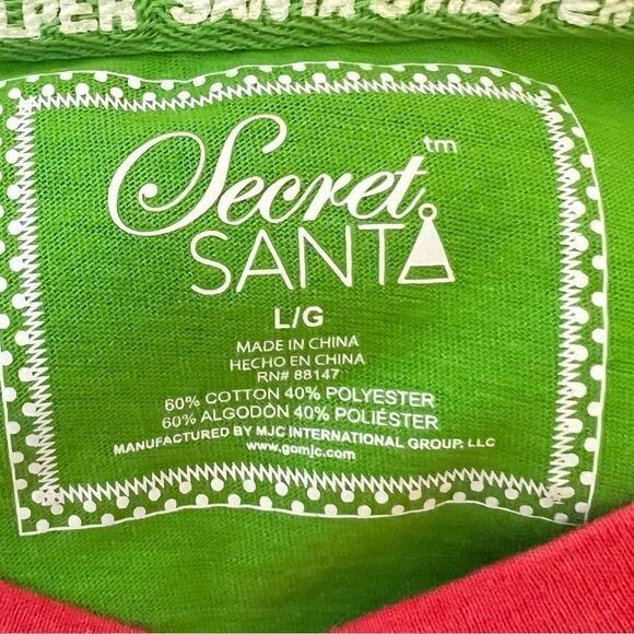 Secret Santa Christmas Elf Santa’s Helper Sleep Shirt, Size Large Green - Picture 4 of 6